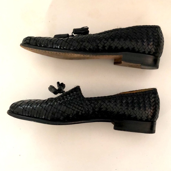 David’s 9 Mens (10.5 Women’s) Loafer Black Leather Upper Lining Sole Woven Great - Picture 4 of 11